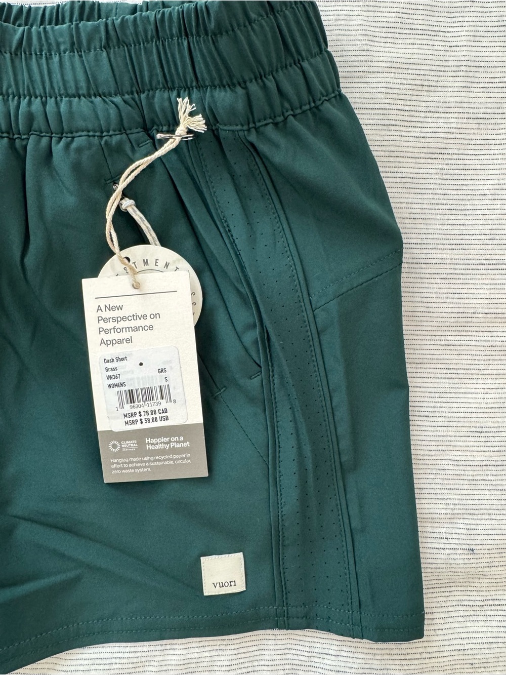Vuori Forest "Grass" Green Women’s Active Shorts - Picture 7 of 7